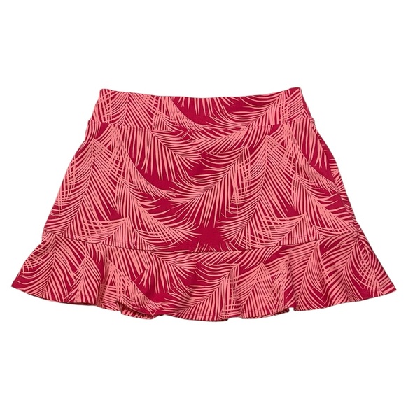 Tommy Bahama Dresses & Skirts - TOMMY BAHAMA Pink Palm Print Golf Pickleball Flounce Hem Activewear Skort Med